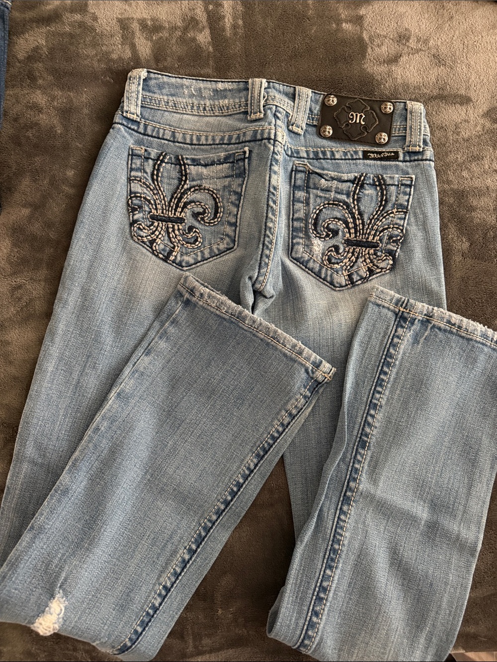 Miss Me Light Blue Embroidered Back-Pocket Skinny Jeans